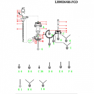 Подвесная люстра Lumien Hall Lavena LH0026/6H-FGD