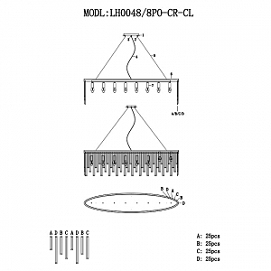 Подвесная люстра Lumien Hall Dzhillian LH0048/8PO-CR-CL
