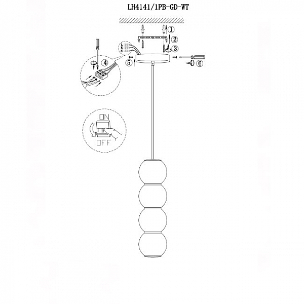 Светильник подвесной Lumien Hall Elita LH4141/1PB-GD-WT