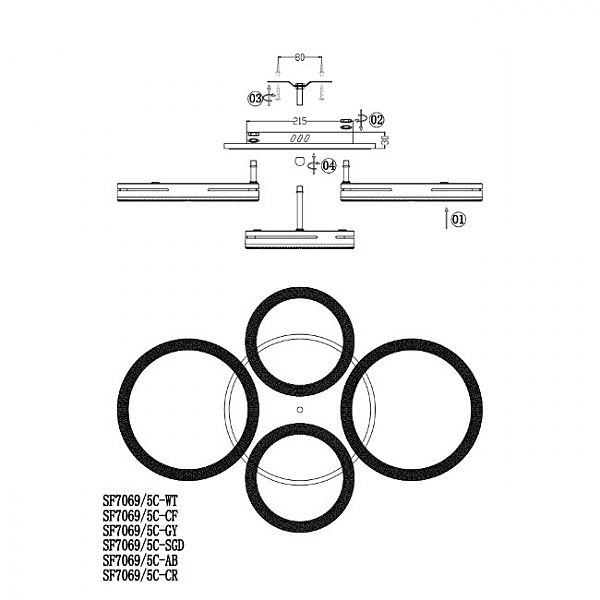 Потолочная люстра Seven Fires Loyano SF7069/5C-AB-BL