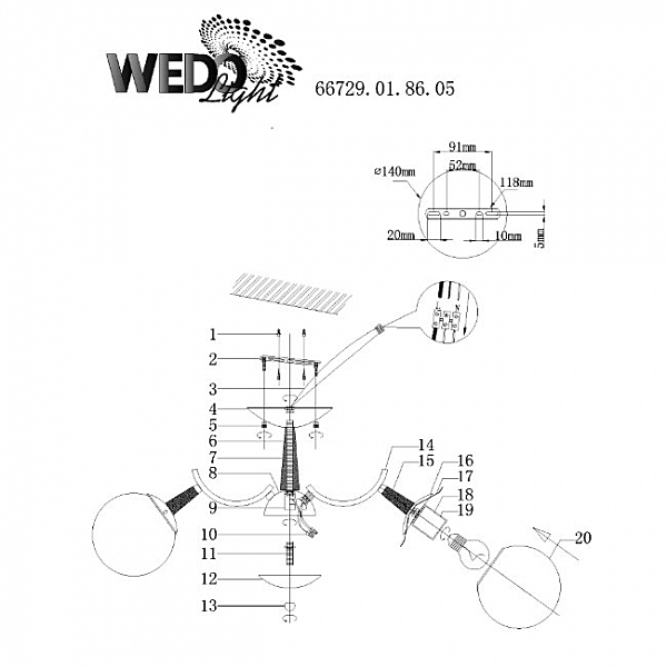 Потолочная люстра Wedo Light Valora 66729.01.86.05