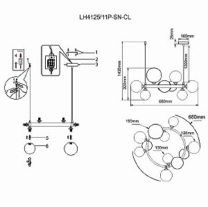 Подвесная люстра Lumien Hall Lovrenc LH4125/11P-SN-CL