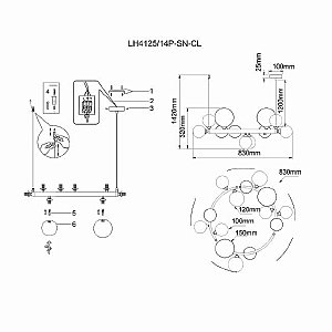 Подвесная люстра Lumien Hall Lovrenc LH4125/14P-SN-CL