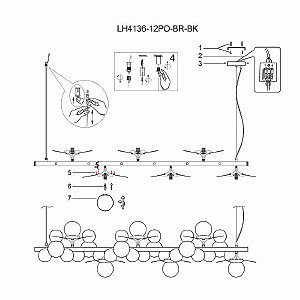 Подвесная люстра Lumien Hall Ilmari LH4136/12PO-BR-BK