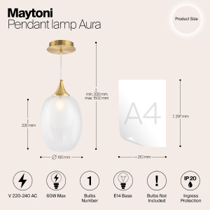 Светильник подвесной Maytoni Aura MOD016PL-01BS