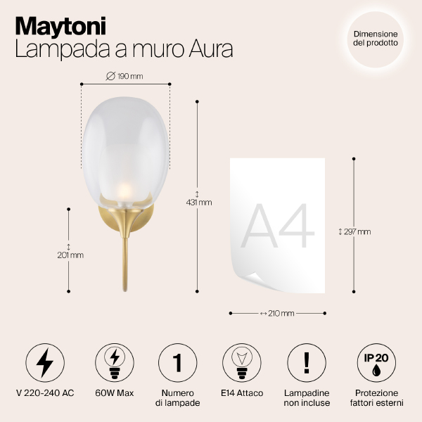 Настенное бра Maytoni Aura MOD016WL-01BS