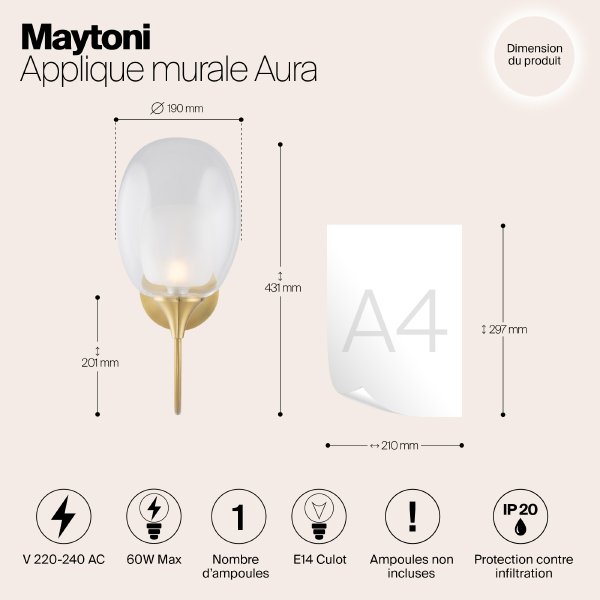 Настенное бра Maytoni Aura MOD016WL-01BS