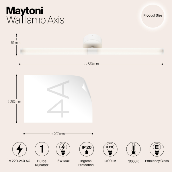 Настенный светильник Maytoni Axis MOD106WL-L16W3K