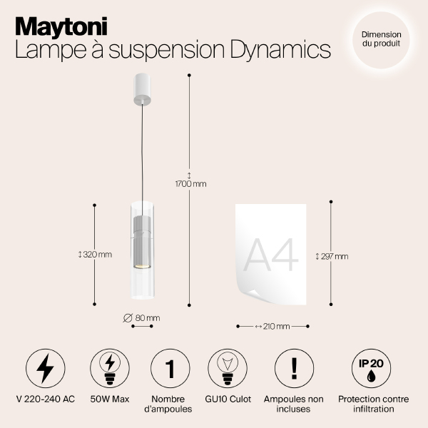 Светильник подвесной Maytoni Dynamics MOD326PL-01W