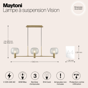 Светильник подвесной Maytoni Vision MOD411PL-03G