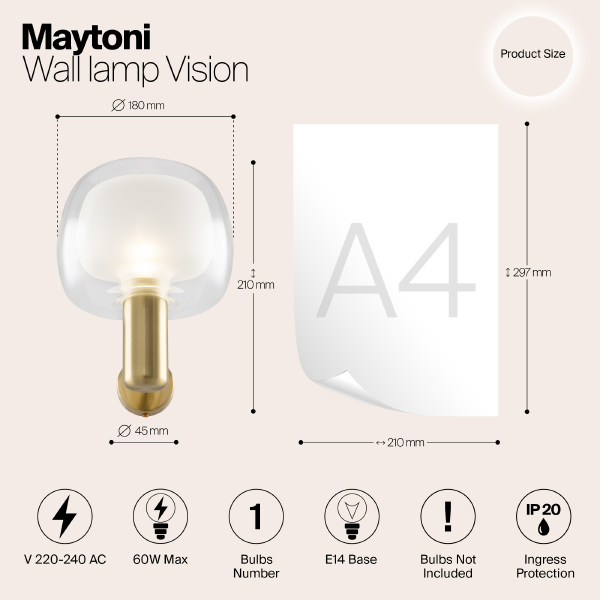 Настенное бра Maytoni Vision MOD411WL-01G