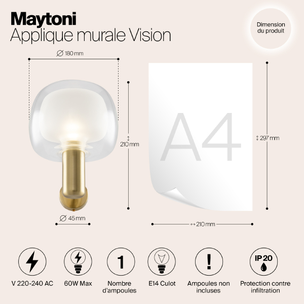 Настенное бра Maytoni Vision MOD411WL-01G