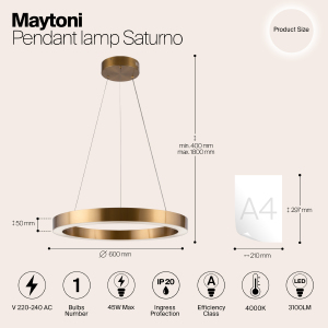 Подвесная люстра Maytoni Saturno MOD415PL-L45BS4K