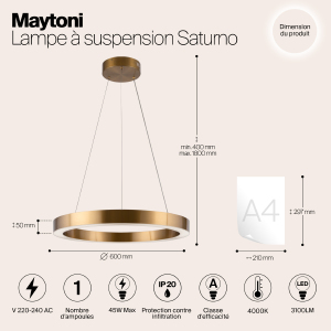 Подвесная люстра Maytoni Saturno MOD415PL-L45BS4K