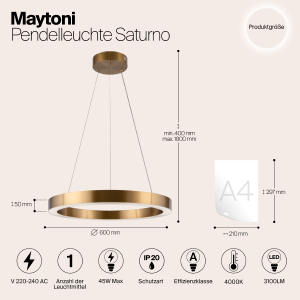 Подвесная люстра Maytoni Saturno MOD415PL-L45BS4K