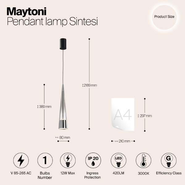 Светильник подвесной Maytoni Sintesi P090PL-L12CH3K