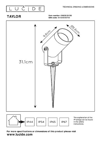 Грунтовый светильник Lucide Taylor 09832/01/30