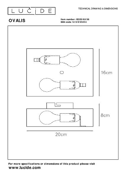 Настенный светильник Lucide Ovalis 12222/02/30