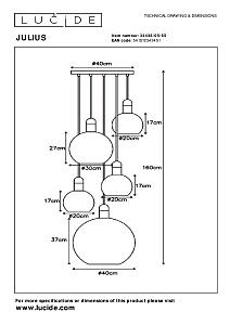 Светильник подвесной Lucide Julius 34438/05/65