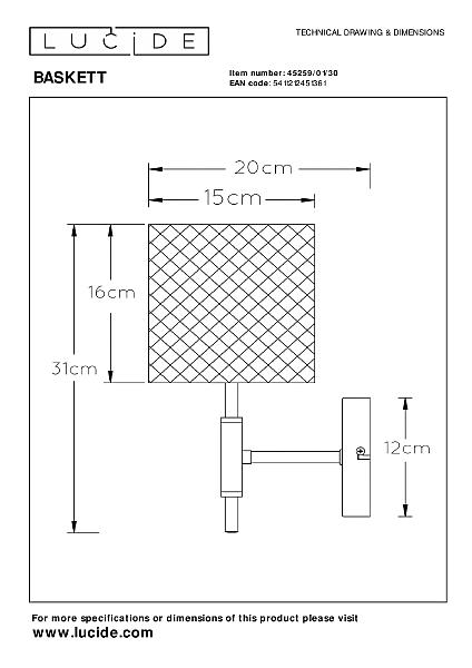 Настенное бра Lucide Baskett 45259/01/30