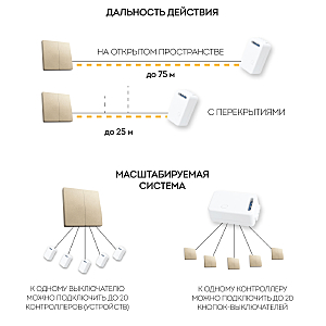 Выключатель беспроводной двухклавишный Feron TM82 41726