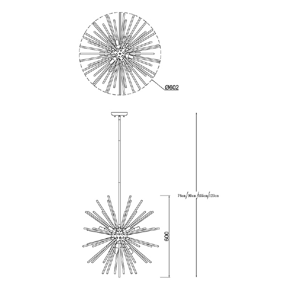 Люстра на штанге Zumaline Urchin P0491-09F-F4AN