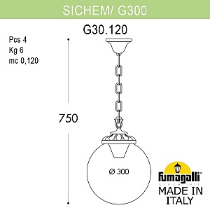 Уличный подвесной светильник Fumagalli G30.120.000.AZF1R