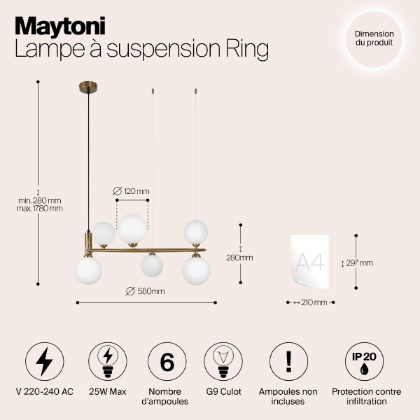 Подвесная люстра Maytoni Ring MOD013PL-06BS1