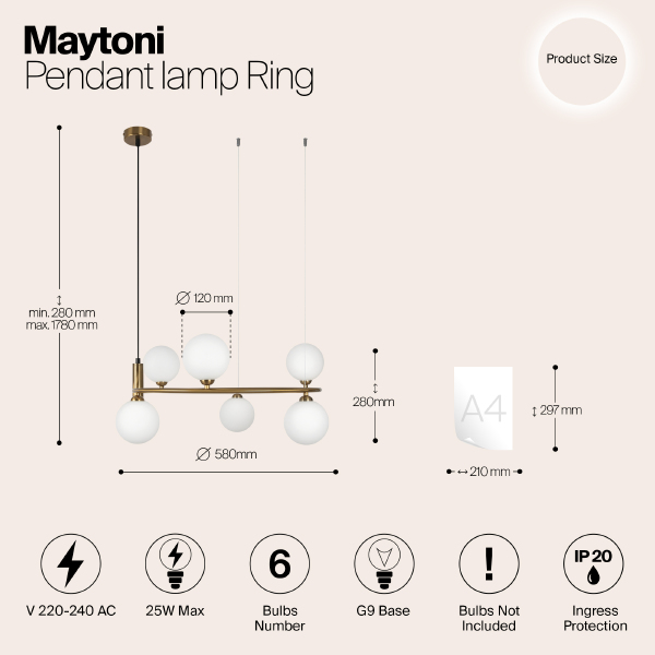 Подвесная люстра Maytoni Ring MOD013PL-06BS1