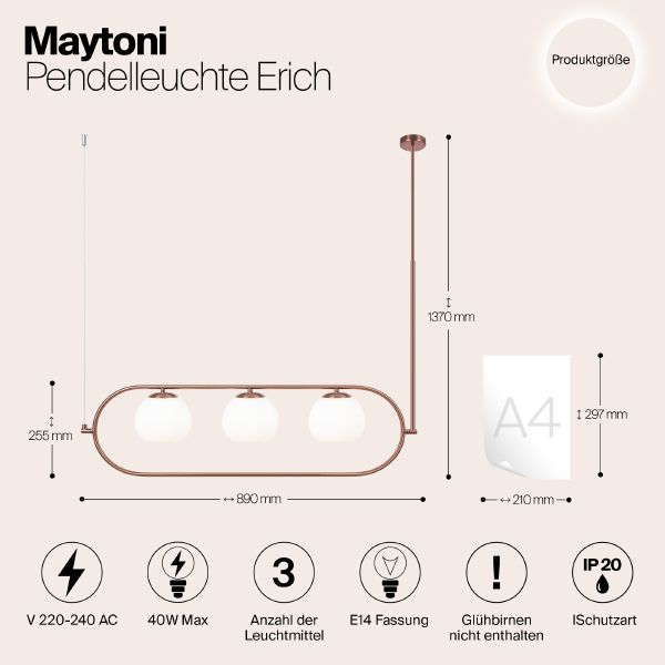 Люстра на штанге Maytoni Erich MOD221PL-03BS