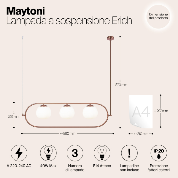 Люстра на штанге Maytoni Erich MOD221PL-03BS