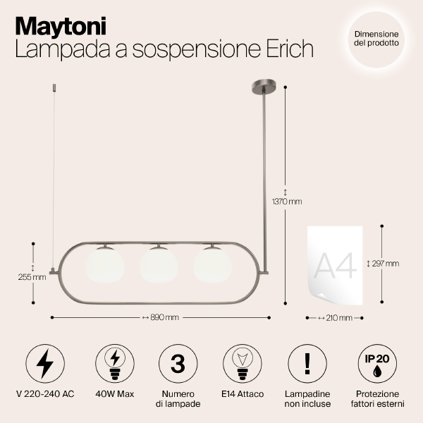 Люстра на штанге Maytoni Erich MOD221PL-03N