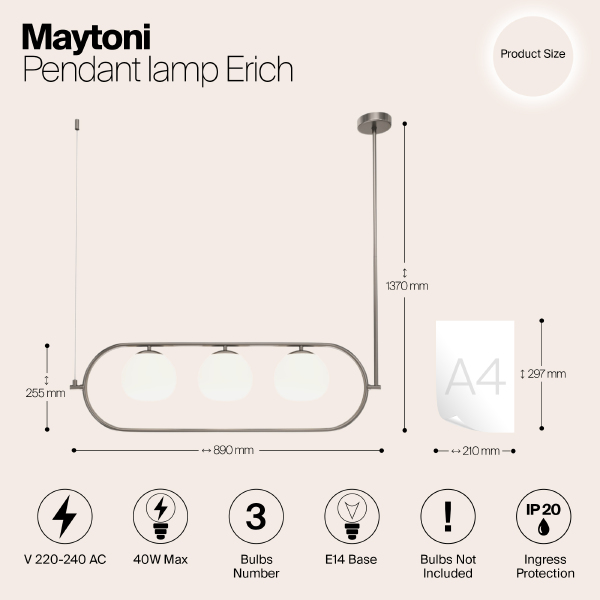 Люстра на штанге Maytoni Erich MOD221PL-03N