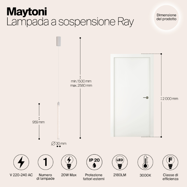 Светильник подвесной Maytoni Ray P022PL-L20W3K