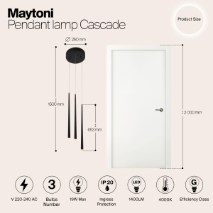 Светильник подвесной Maytoni Cascade MOD132PL-L28BK1