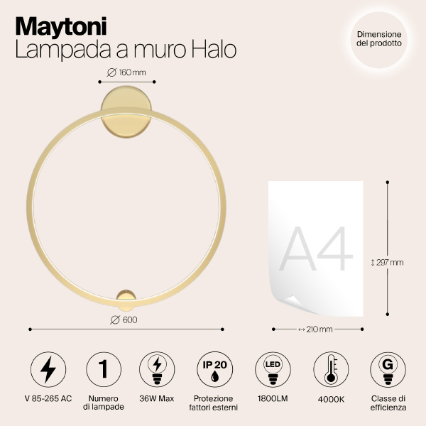 Настенный светильник Maytoni Halo MOD005WL-L22BSK1