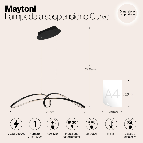 Подвесная люстра Maytoni Curve MOD156PL-L52B4K