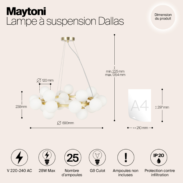 Подвесная люстра Maytoni Dallas MOD545PL-25BS