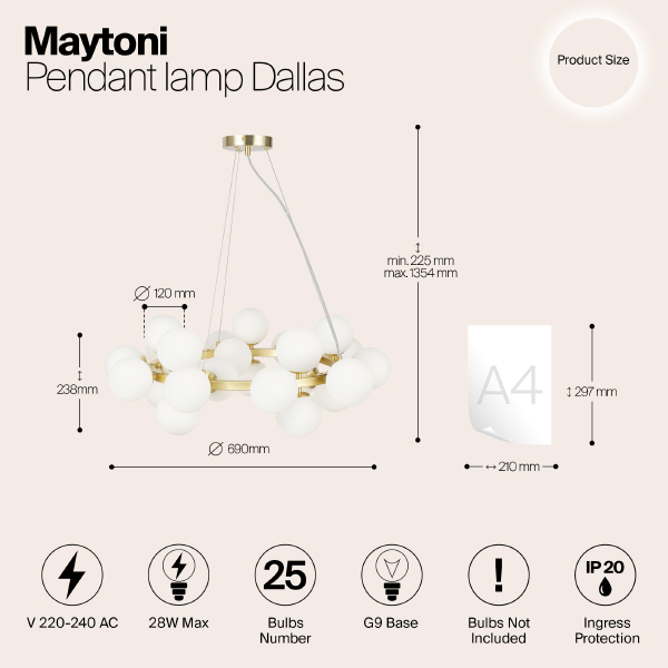 Подвесная люстра Maytoni Dallas MOD545PL-25BS