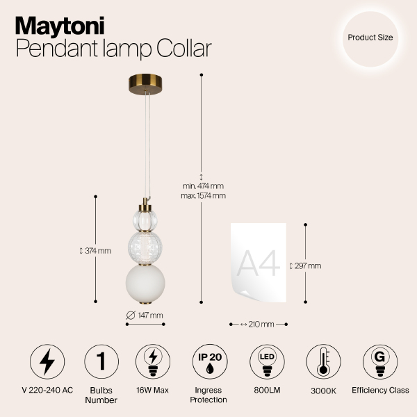 Светильник подвесной Maytoni Collar P069PL-L16G3K