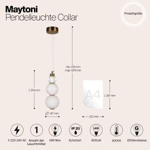 Светильник подвесной Maytoni Collar P069PL-L16G3K