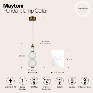 Светильник подвесной Maytoni Collar P069PL-L16G3K