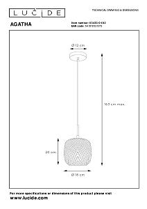Светильник подвесной Lucide Agatha 03433/01/02