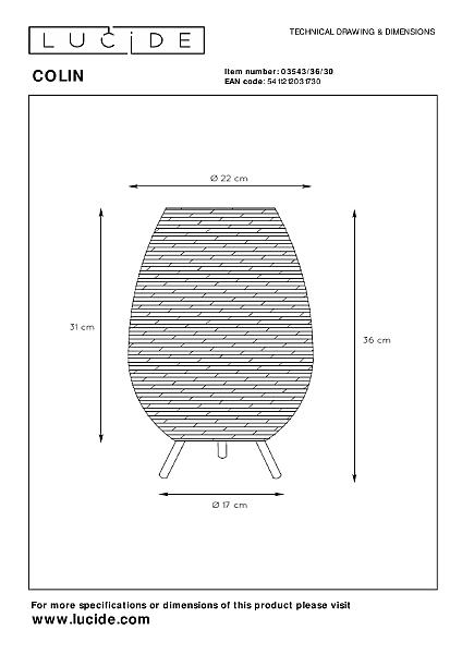 Настольная лампа Lucide Colin 03543/36/30