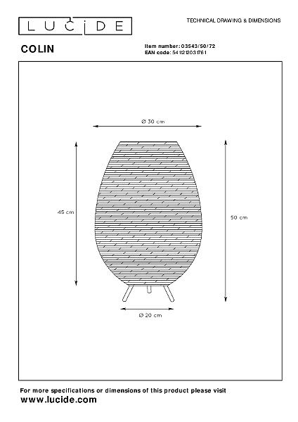 Настольная лампа Lucide Colin 03543/50/72