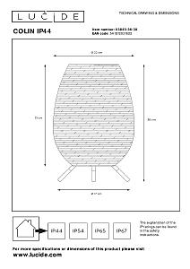 Уличный наземный светильник Lucide Colin Ip44 03843/36/30