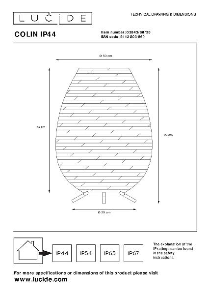 Уличный наземный светильник Lucide Colin Ip44 03843/80/30