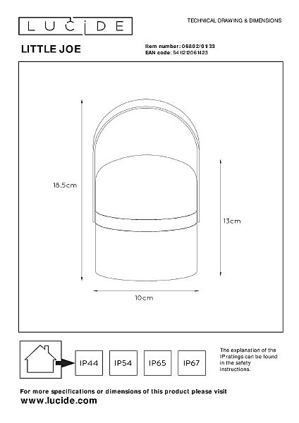 Уличный наземный светильник Lucide Little Joe 06802/01/33