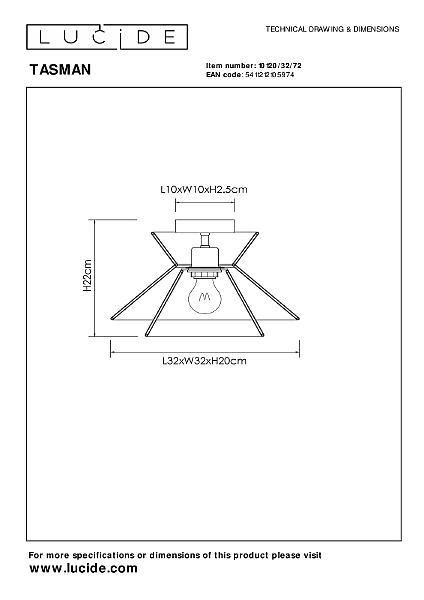 Светильник потолочный Lucide Tasman 10120/32/72
