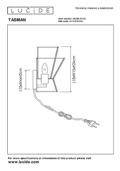 Настенное бра Lucide Tasman 10220/01/72